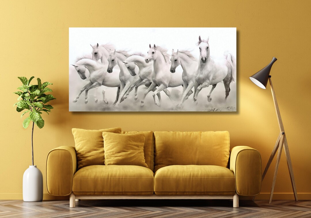 Running Horses Canvas Wall Art Print,white Horses Poster,extra Large