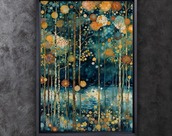 グスタフ・クリムト 水彩画 湖の光 アート キャンバス プリント