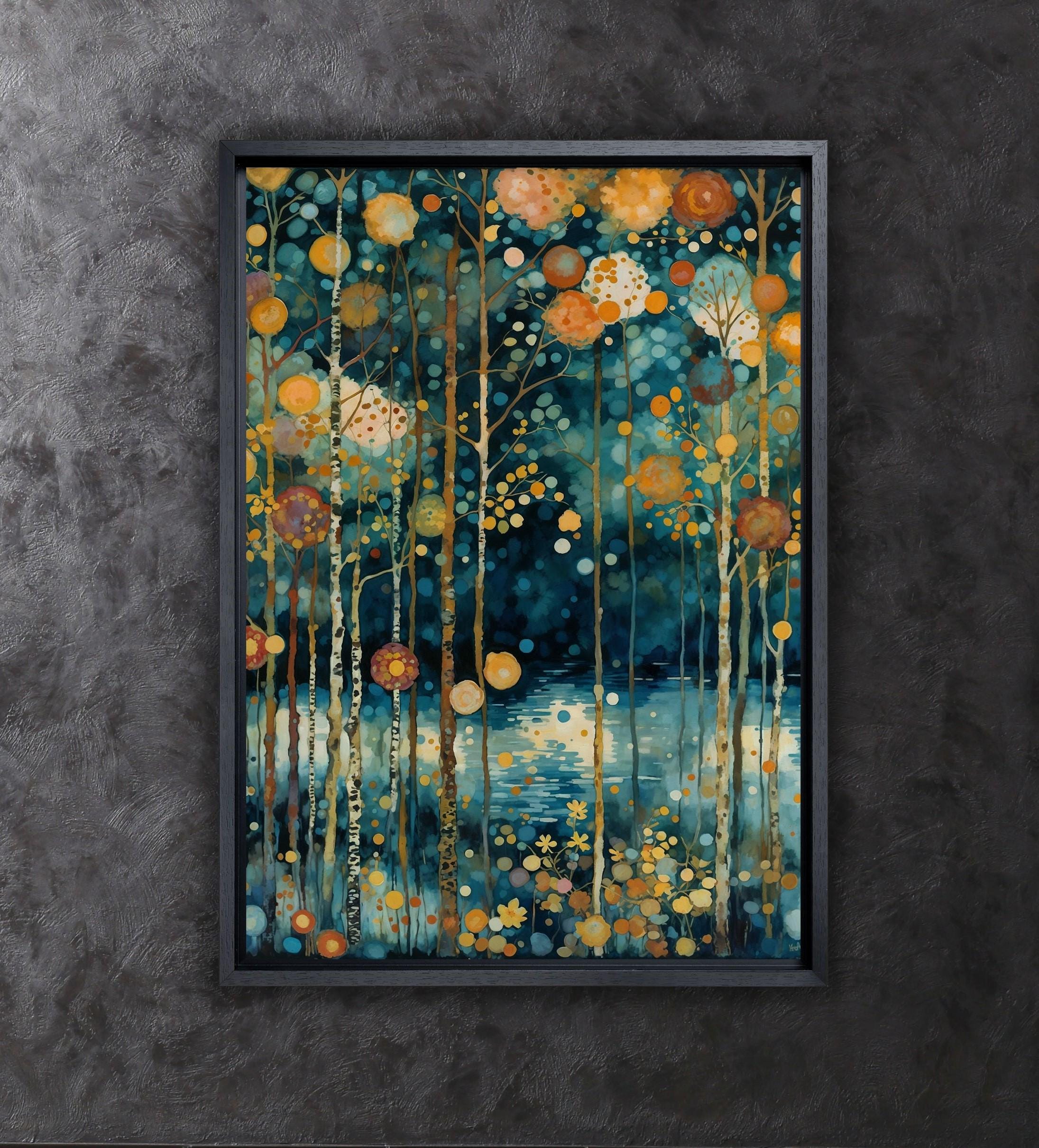 グスタフ・クリムト 水彩画 湖の光 アート キャンバス プリント