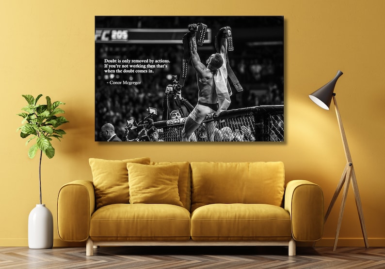 Póster con cita de Conor McGregor, lienzo de Conor McGregor, arte de pared motivacional, decoración de pared para cuevas masculinas, decoración de salas deportivas de fitness imagen 2