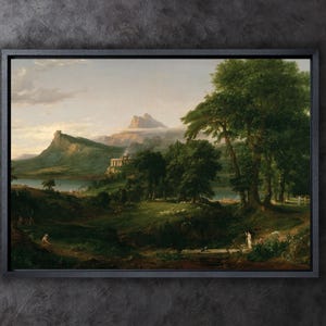 Impresión artística en lienzo de la pared The Course of Empire de Thomas Cole, impresión artística en póster de estado pastoral de Thomas Cole, impresión artística de paisaje vintage