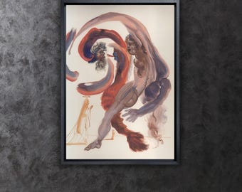 Salvador Dali de goddelijke komedie Art canvas, vintage kunst print, Salvador Dali reproductie schilderij, Dali print kunst print, Dali abstracte kunst aan de muur, Dali abstracte muurkunst