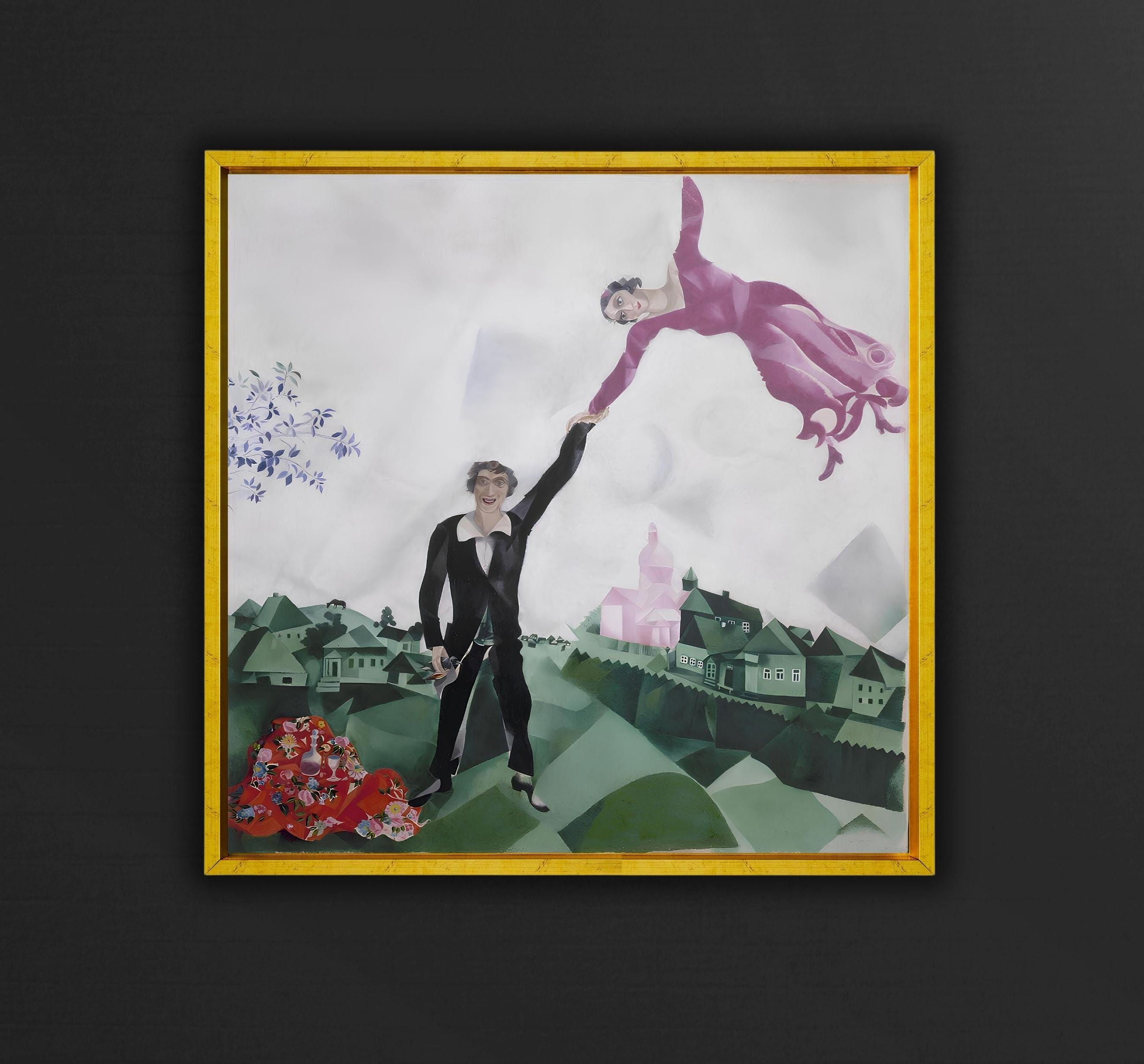 【中古】Marc Chagall ポスター Marc Chagall the Promenade Poster Art Canvas,reproduction Print