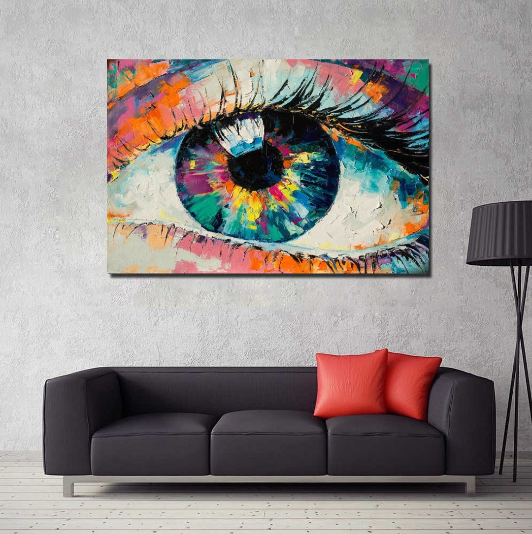 Abstract Eye Wall Art Canvas,colourful Eye Poster,modern Home Decor,eye Canvas Wall Art,living
