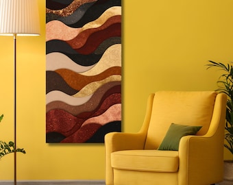 Abstract Brown Black Canvas Wall Art Poster/Wall Art Print,Abstract Canvas Glossy Brown Lattice Canvas Wall Art,Abstract Luxury Art,Trendy
