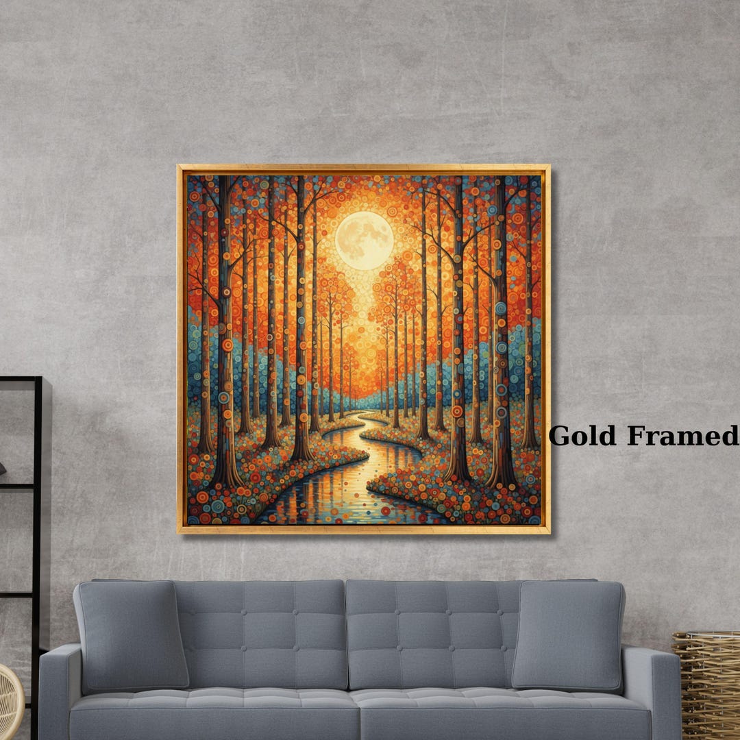 Gustav Klimt Sunset Forest Canvas Print, Gold Frame Option - Etsy