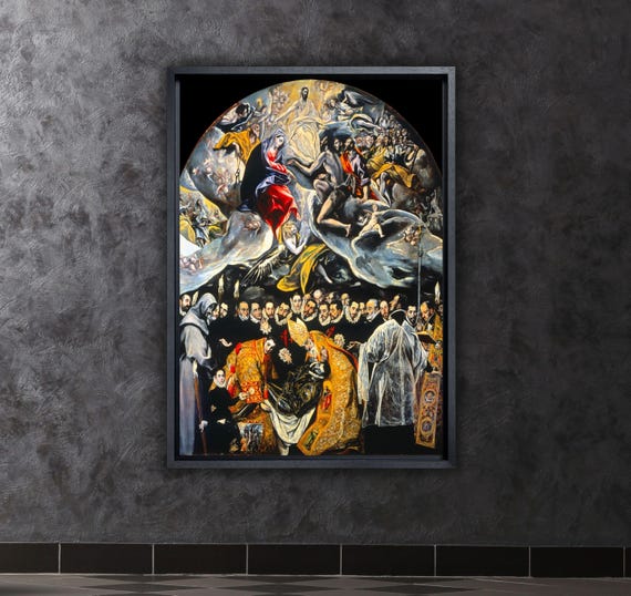 クヴィエタ・パツォフスカー 「眠りの精」 版画 額装 抽象画 #225 エル・グレコ「オルガス伯の埋葬」絵画アート、エル・グレコ