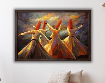 Whirling Dervish Oil Painting Art Canvas Print,Whirling Dervish Wall Art,Islamic Canvas Wall Art,Dervish Wall decor,Islamic Wall Art Gifts