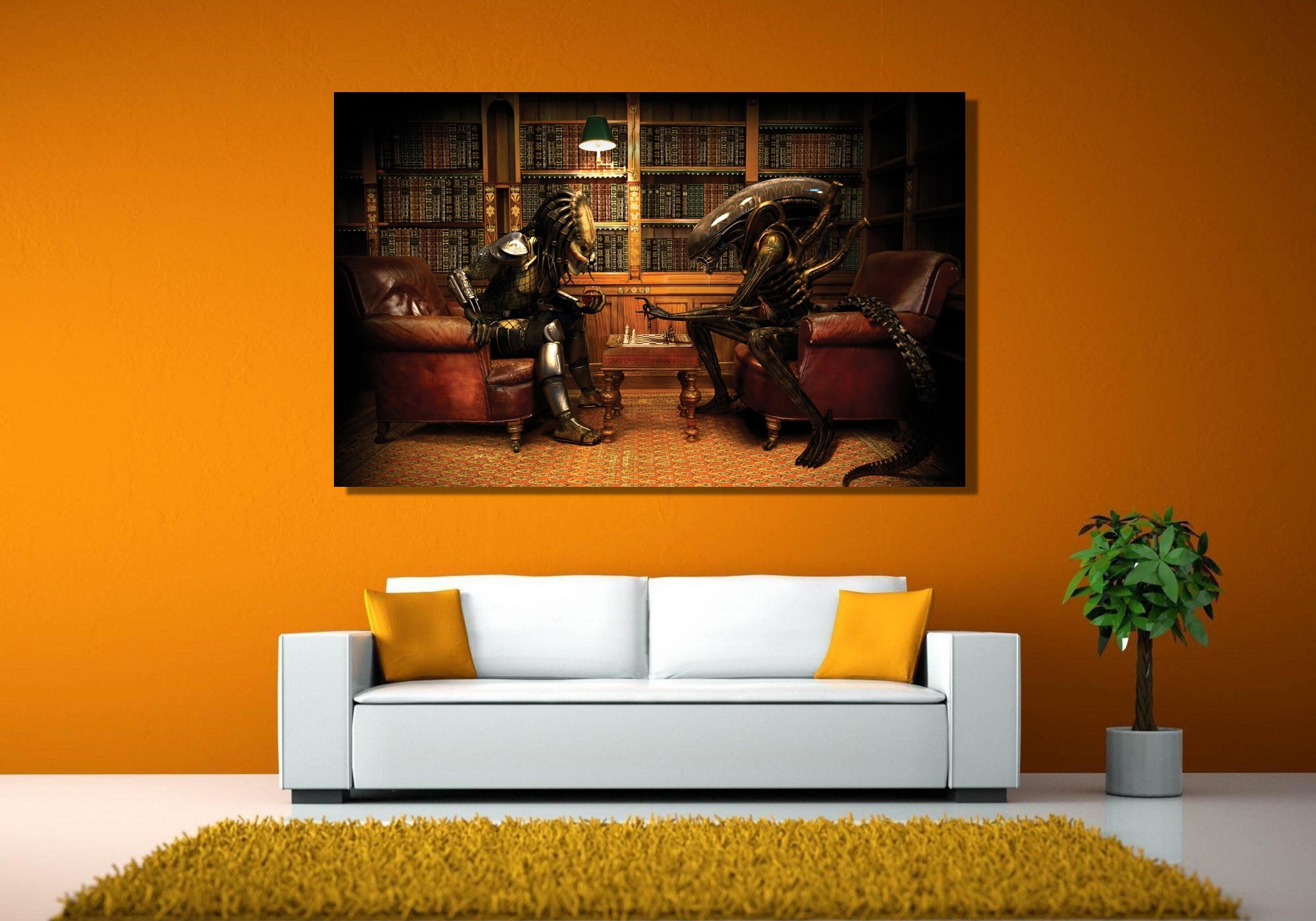 Alien Vs Predator Playing Chess Poster Canvas Wall Artalien - Etsy
