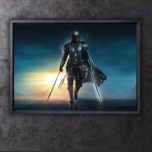 Mandalorian Star Wars Poster Art Print,Star Wars Canvas Wall Art Decor,Game Room Wall Art Decor,Movies Poster Gift,Starwars Art Canvas Print