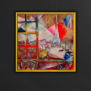 Marc Chagall Paris Eiffelturm Poster Kunst Leinwand, Reproduktionsdruck, Abstrakte Wandkunst, Moderne Kunstdruck, Expressionismus Kunst, Vintage Kunstdruck