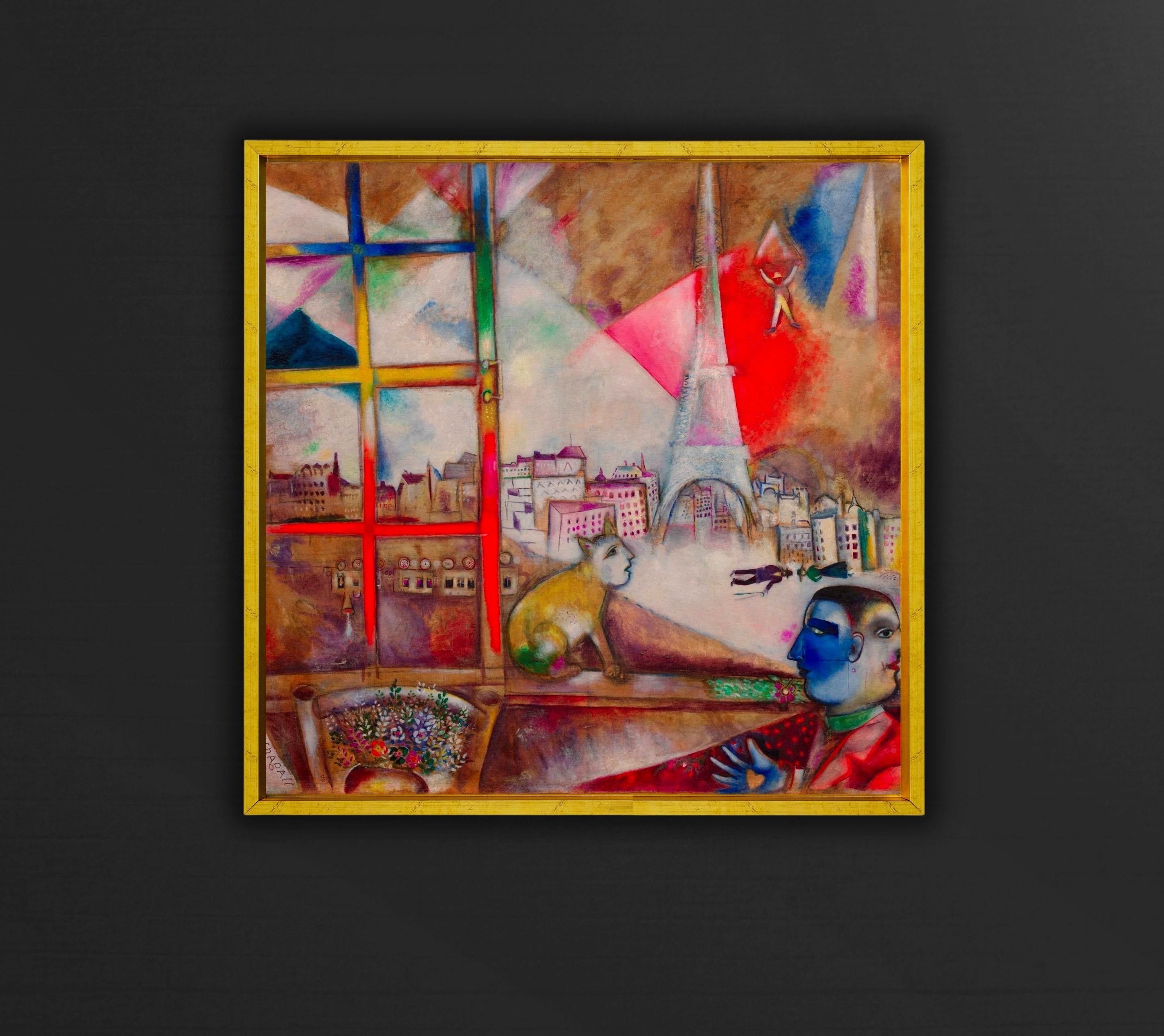 Marc Chagall Paris Eiffel Tower Poster Art Canvas,reproduction