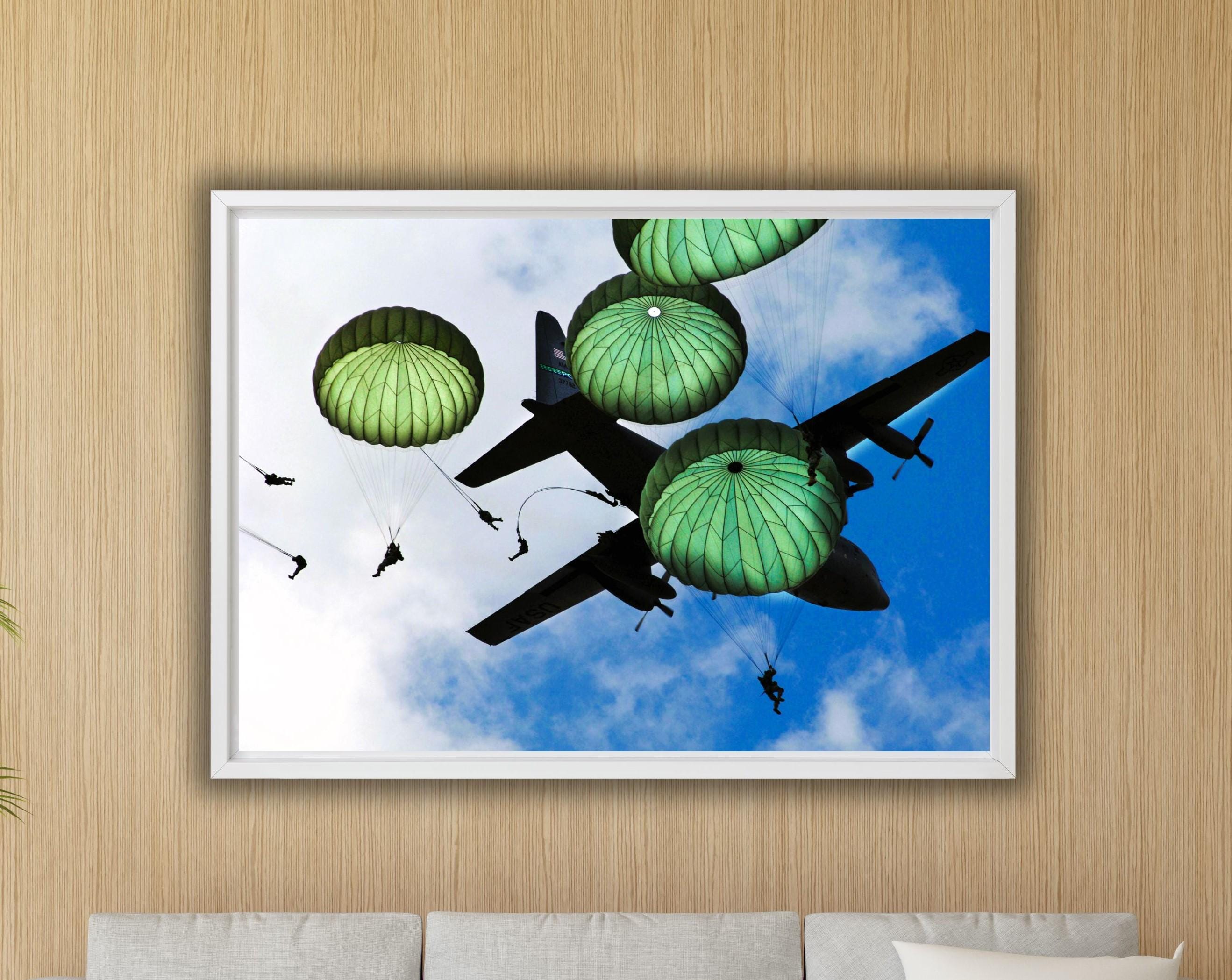 Army 82nd Airborne Division Poster Art Canvas Print,military parachute poster Wall Art,Combat Aircraft Pattern Canvas,Air Force Base Print