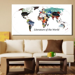 Literature of the World Map Poster,literature Map Canvas Wall Art ...