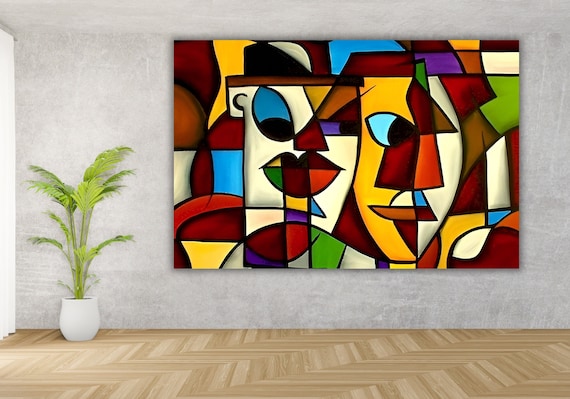 Pablo Picasso cubism ARTキュビズムアートジャケット Pablo Picasso Qubizm Faces Canvas Wall Art Print