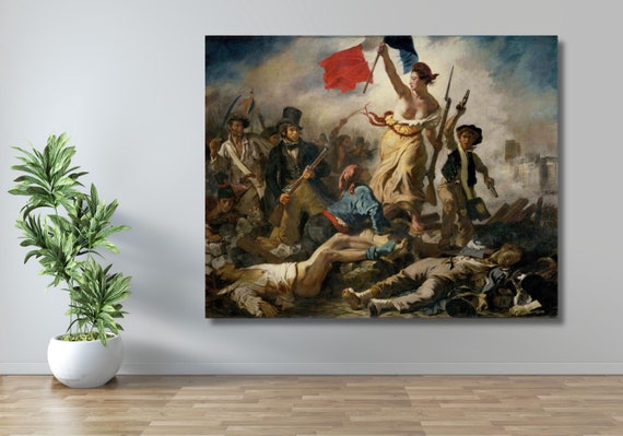 フランス革命 自由の女神 タペストリー アートポスター フランス革命アートキャンバスポスタープリント、ウジェーヌ