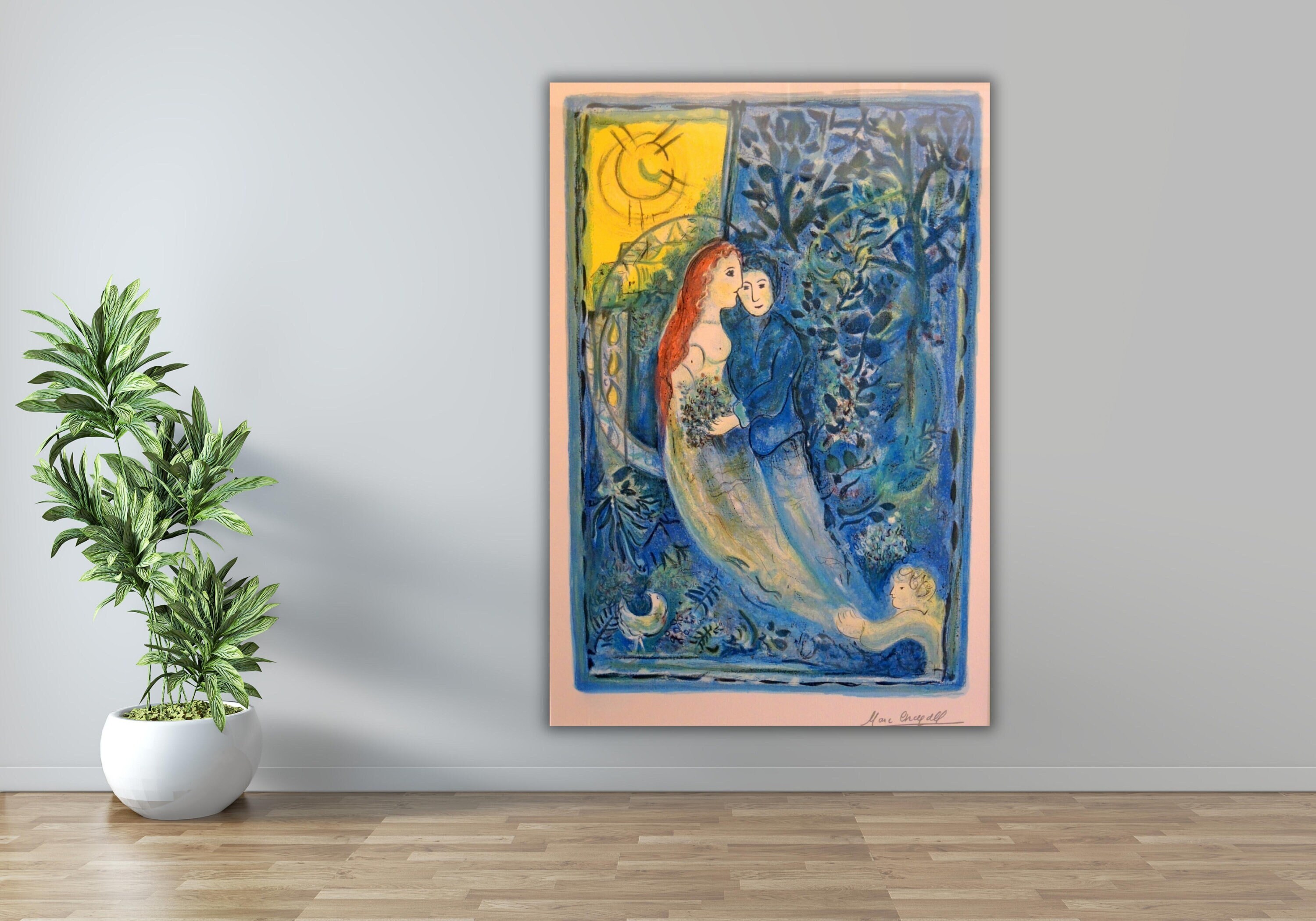 マルク・シャガール「花嫁と花婿」ポスターアートプリント、シャガール