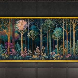 Gustav Klimt Wald und Mondlichter Leinwanddruck, Gustav Klimt Wald Plakat, moderne Wandkunst, berühmte Leinwand Wandkunst, Vintage Kunstdruck