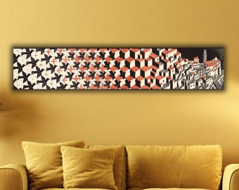 Metamorphosis Il von Maurits Cornelis Escher Poster, Kunst Leinwand, Reproduktionsdruck, Abstrakte Wandkunst Druck, Moderne Kunst, Expressionismus Kunstdruck