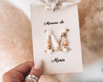 Carte bois & fleurs séchées prénom