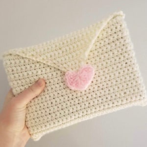 Patrón PDF de funda de libro con carta de amor a crochet, patrón de crochet