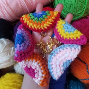 Pride keychains, crochet keychain, pride flag, bisexual, pansexual, transgender, queer, lesbian pride flags