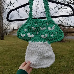 Crocheted Toadstool purse, mushroom bag, novelty bag