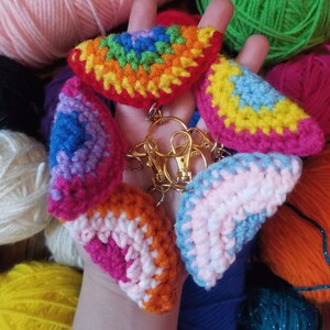 Crochet pride flag keychain pdf pattern, full instructions, crochet tutorial