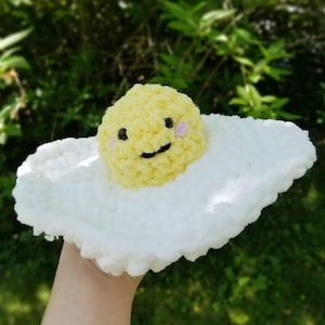 Tutorial en PDF del patrón de ganchillo Amigurumi de huevo frito kawaii