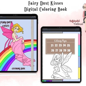 Fairy Dust Kisses Hyperlinked Digital Coloring Book. 30 Designs, For Use With GoodNotes, Notability, Noteshelf