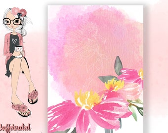 Backwards Adult Coloring Pages, Fairies and Flowers, Water Color Art, Doodle In Color, Draw and Trace, Sketch Book, Printable PDF, Digital