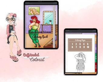 Curvelicious Women Hyperlinked Digital Coloring Book For Use With GoodNotes, Notability, Noteshelf