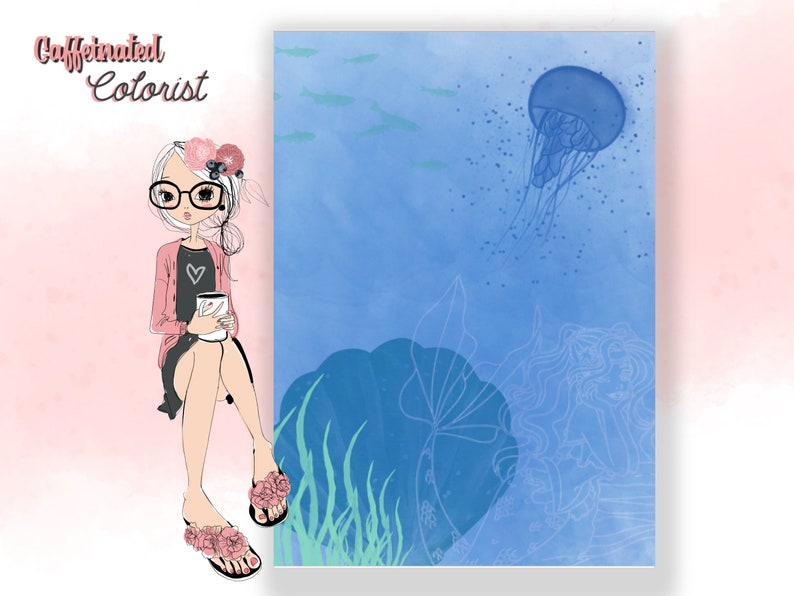 Backwards Adult Coloring Pages, Mermaids, Water Color Art, Doodle in ...