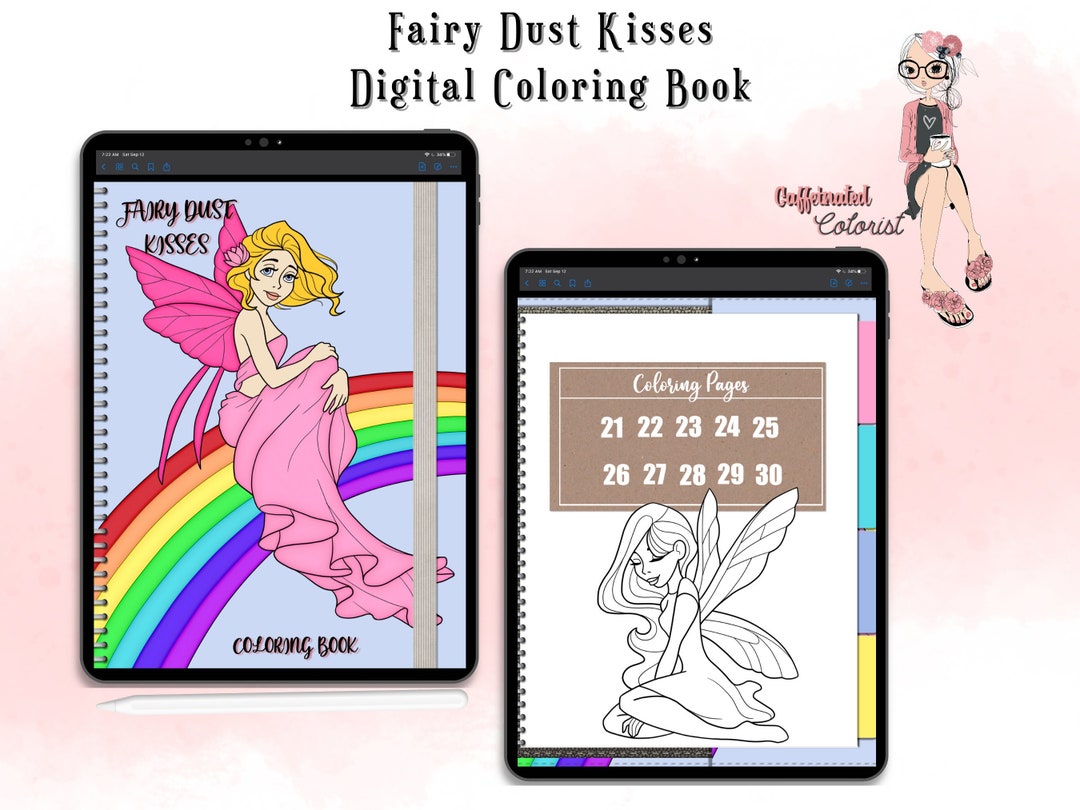 Fairy Dust Kisses Hyperlinked Digital Coloring Book. 30 Designs, for ...