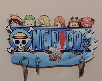 Porte-clés à thème mural en bois ONEPIECE - Luffy Zoro Nami Chopper Usopp Sanji - Porte-clés Accueil ONEPIECE