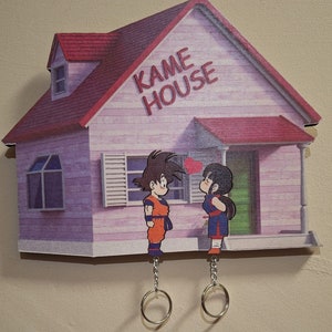 Porte-clés mural en bois thème DRAGONBALL Goku et Chichi Kame house Key Holder Home Dragonball goku image 1