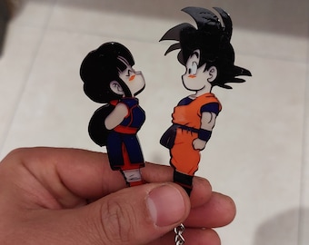 Portachiavi Tema DRAGONBALL in acrilico - coppia Goku e Chichi - Kame house Key Holder Dragonball goku