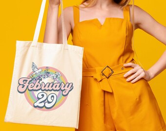 February 29 Tote Bag, Leap Year Canvas Tote Bag, Leap Year Quadrennial Gifts, Leap Day Bag, Leap Year Gift, February Birthday, Birthday Gift