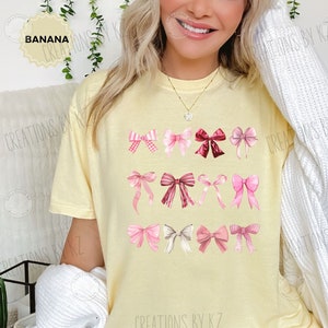 Pink Coquette Girly Bow Shirt, Soft Girl Era Comfort Colors, Pink Ribbon T-Shirt, Preppy Pink Bow Shirts, Mother’s Day Gift, Gift for Her