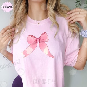 Pink Coquette Girly Ribbon Shirt, Soft Girl Era Comfort Colors, Pink Ribbon T-Shirt, Preppy Pink Bow Shirts, Mother’s Day Gift, Gift for Her