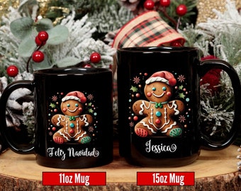 Custom Feliz Navidad Mug, Gingerbread Christmas Mug, Mexican Christmas Gift, Spanish Christmas, Kid's Mug, Tis the Season Mexican, Christmas