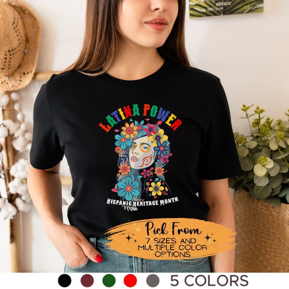 Camiseta de Mujer Latina Power Flower Mes Nacional de la Herencia Hispana Mes de la Herencia Hispana Mes de la Herencia Latinx Camisas Latinas Espanolas Etsy Espana