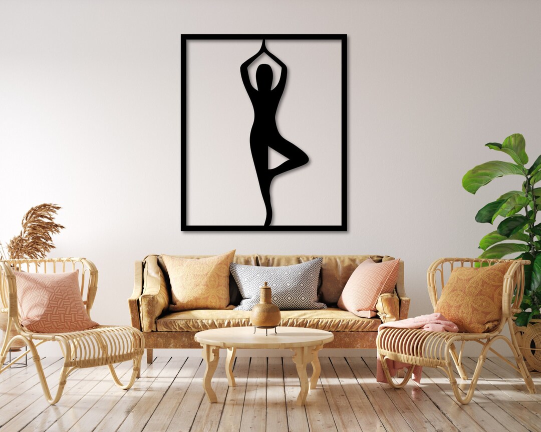 Yoga Metal Wall Art, Yoga Tree Pose Wall Hanging, Yoga Studio Decor ...