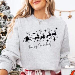 Feliz Navidad Sweatshirt, Spanish Christmas Sweatshirts, Santa Claus Sleigh, Latino Christmas Sweaters, Mexican Christmas, Santa Sweatshirt