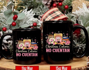 Mexican Christmas Gift, Christmas Calories No Cuentan, Funny Latino Gifts, Secret Santa Gift, Spanish Coffee Cup, Feliz Navidad Gifts, Xmas