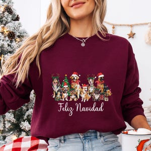 Mexican Christmas Sweatshirt, Feliz Navidad Dog Sweater, Dog Christmas Sweaters, Latina Gift, Dog Lover Gift, Regalo de Navidad Christmas