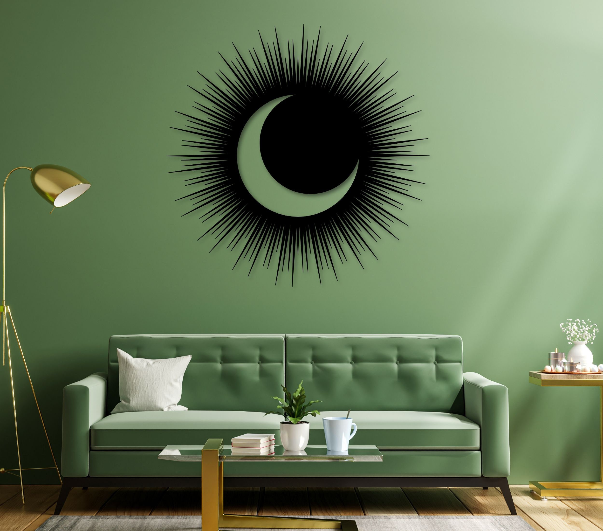 Sun and Moon Metal Wall Art Moon Phase Wall Hanging Sun Wall Etsy