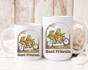 Frog And Toad Ceramic Mug, Vintage Classic Book Coffee Cup, Best Friends Frog and Toad, Bicycle Build for Two, Bookish Teacup, Reading Mugs
