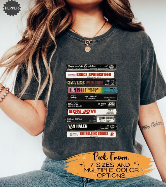 The 80'S Rock ! Cassette Tape Black Print T-Shirt The 80'S Rock ! Cassette Tape Black Print T-Shirt