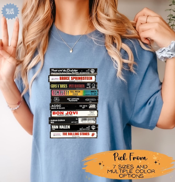 The 80'S Rock ! Cassette Tape Black Print T-Shirt The 80'S Rock ! Cassette Tape Black Print T-Shirt